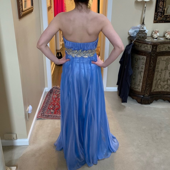 La Femme Blue Strapless Gown/Prom Dress - Picture 2 of 5